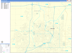 Sioux Falls Wall Map Basic Style 2025